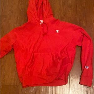red champion hoodie (girls) medium